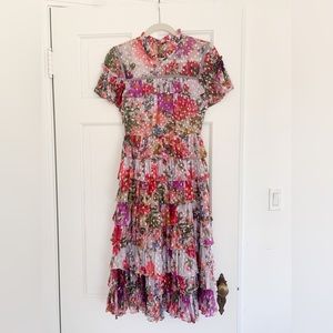 Needle & Thread ruffle midi dress in allover floral print